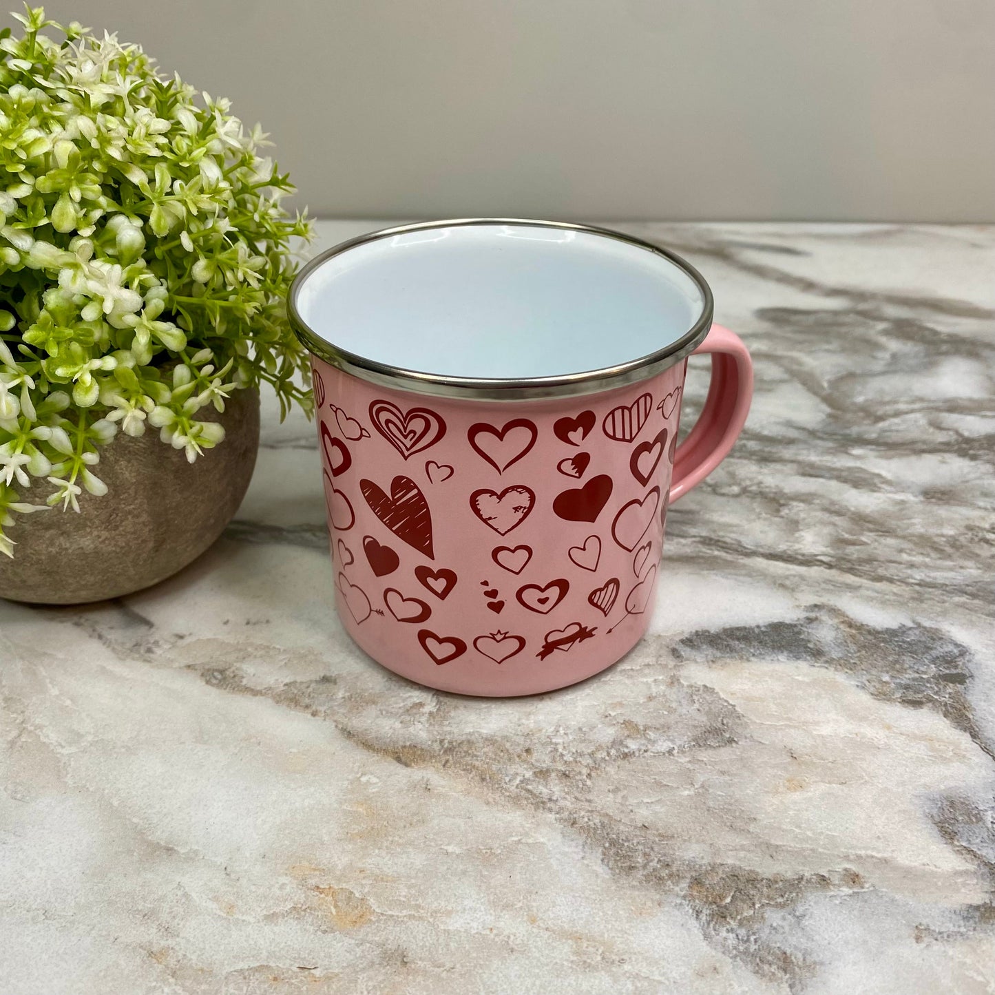 Mug - Valentine’s Day - Pink with Red Hearts #1