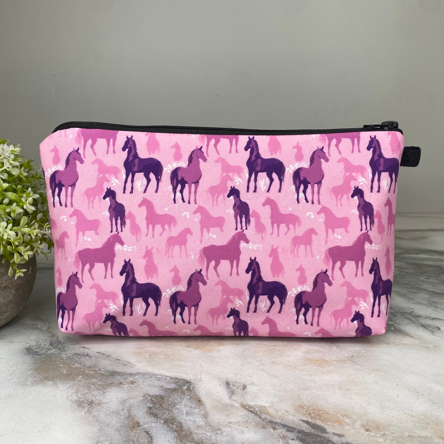Horse Pink Purple Pouch Set