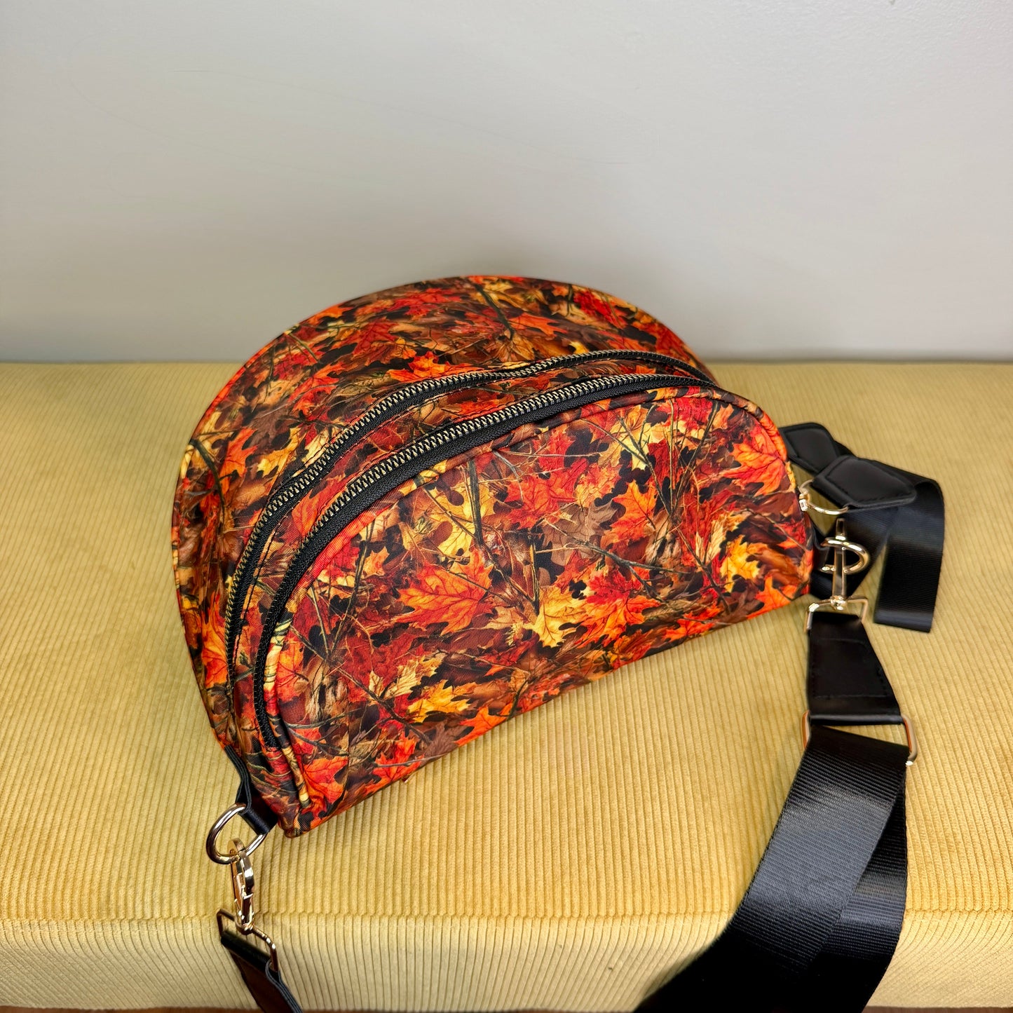 The Roni Nylon Crossbody - Camo Leaves Orange