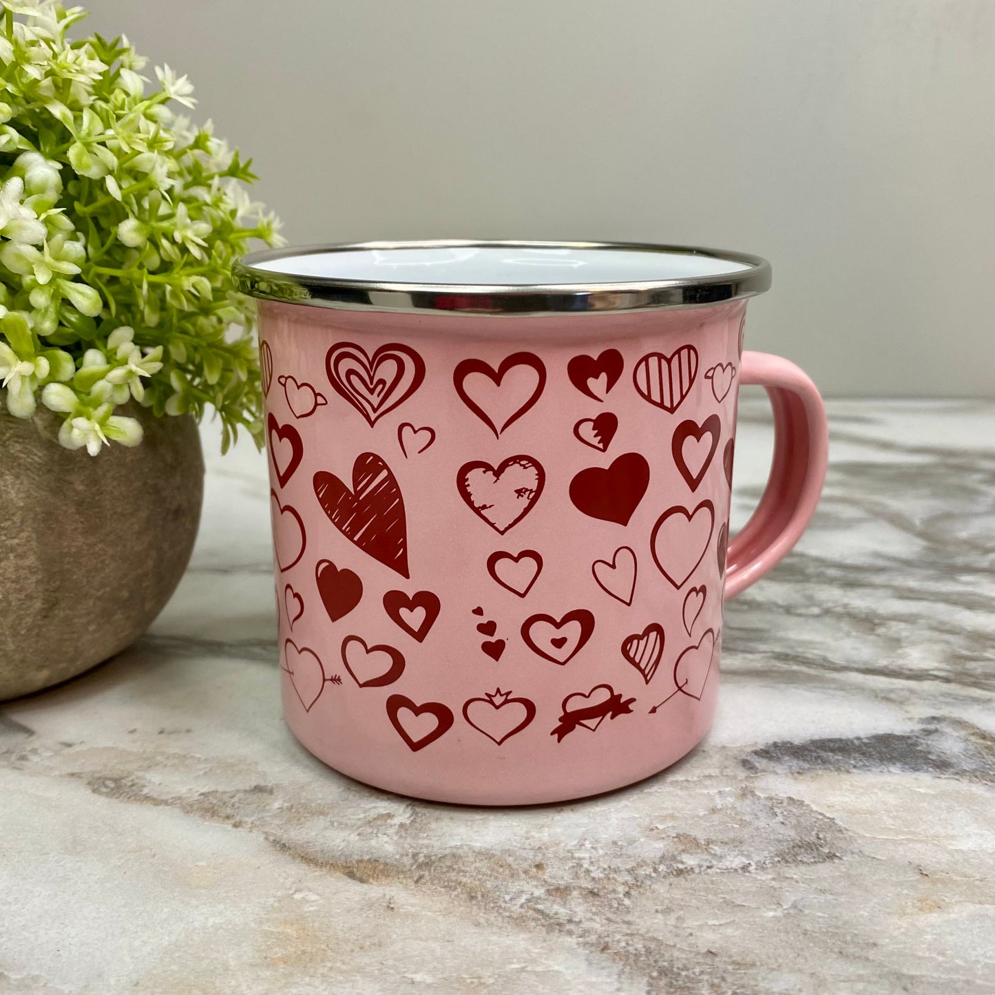 Mug - Valentine’s Day - Pink with Red Hearts #1