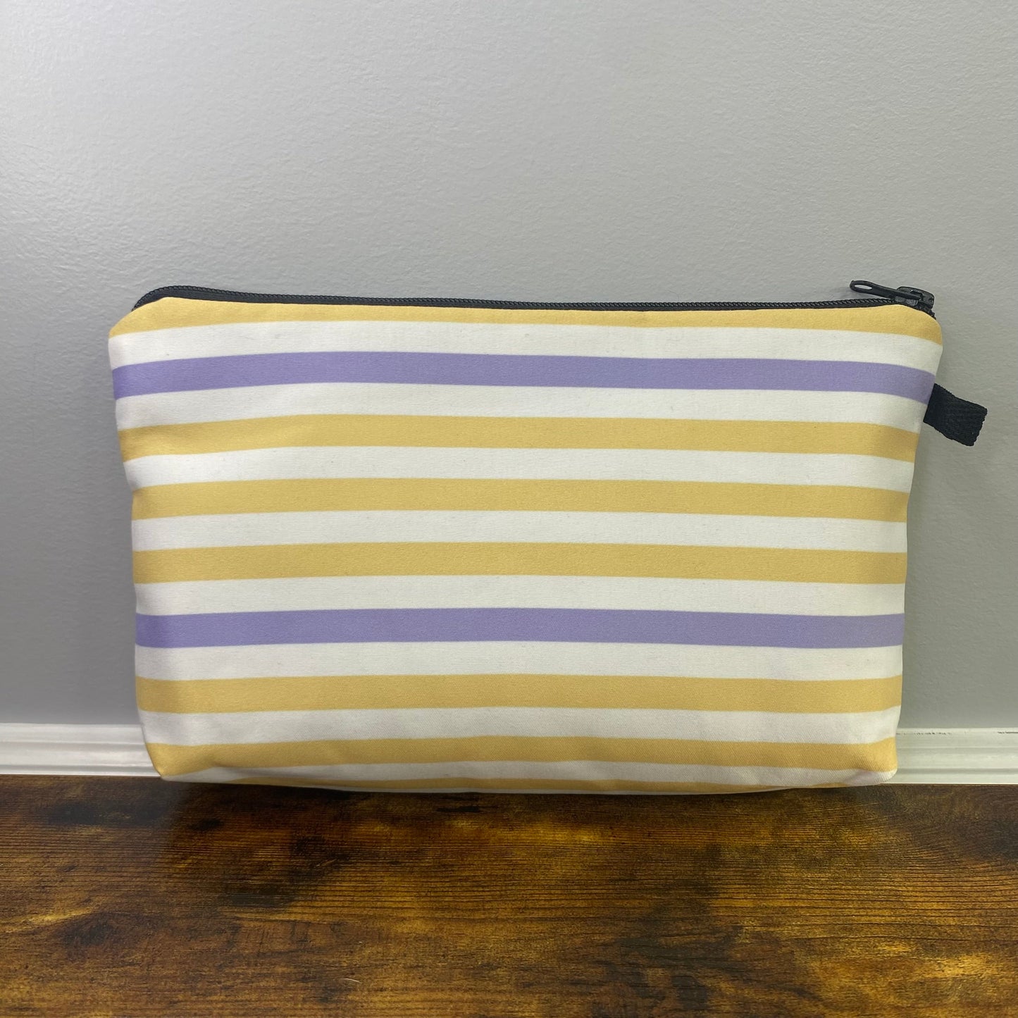 Pouch, Coin Purse & Keychain Wrislet - Stripes, Yellow Purple Pineapple