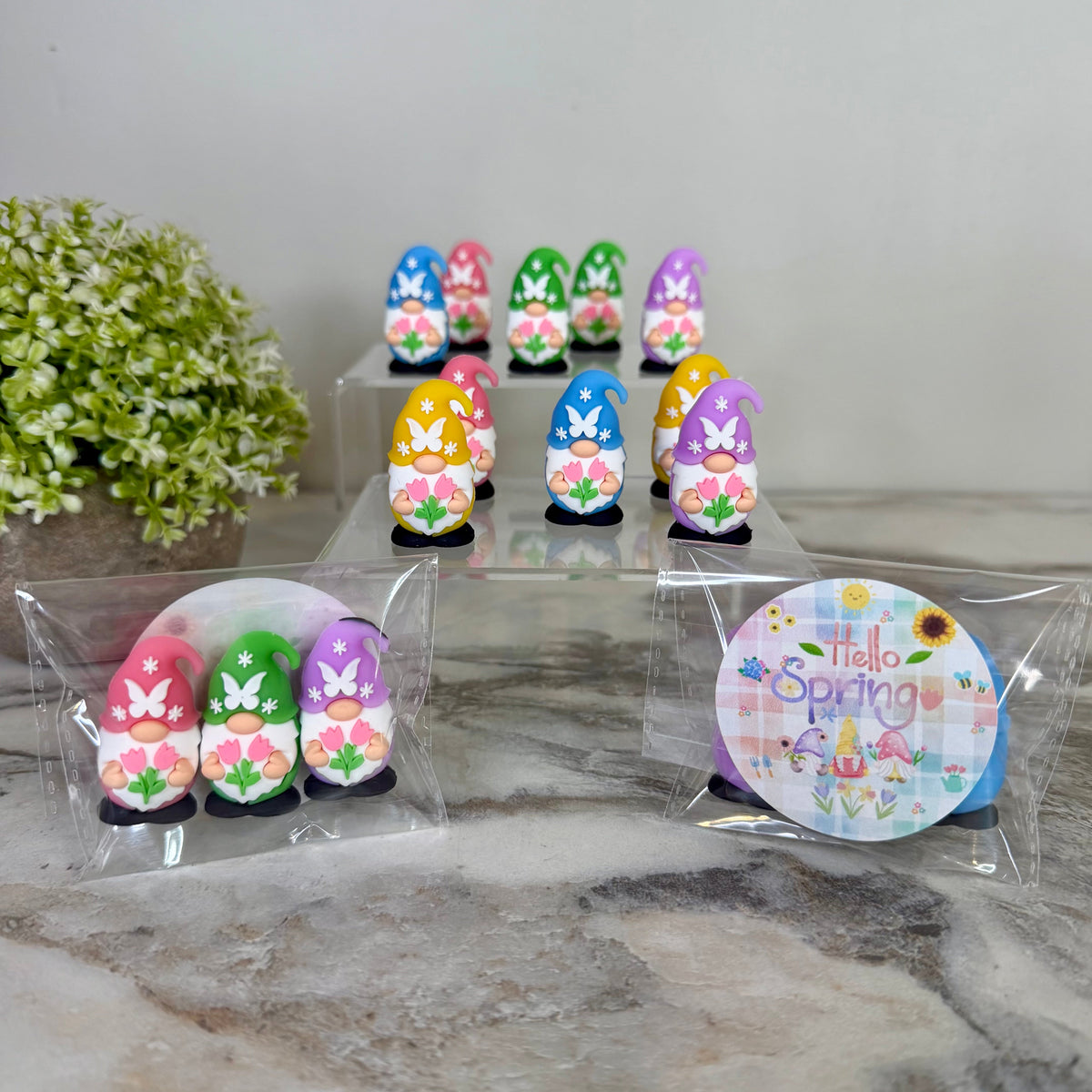 Gnome Figurines - Spring Assortment (3 pack) - Hello Spring Sticker