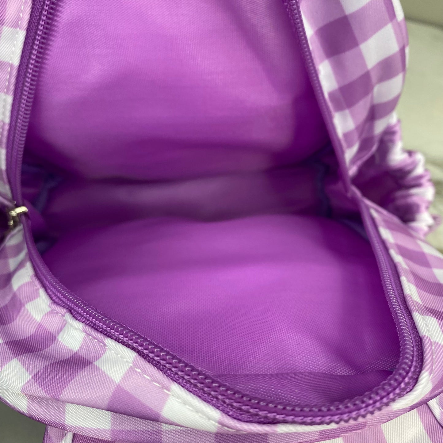 Mini Backpack - Easter - Gingham Bunny Ears - Purple w/Free Plush Bunny
