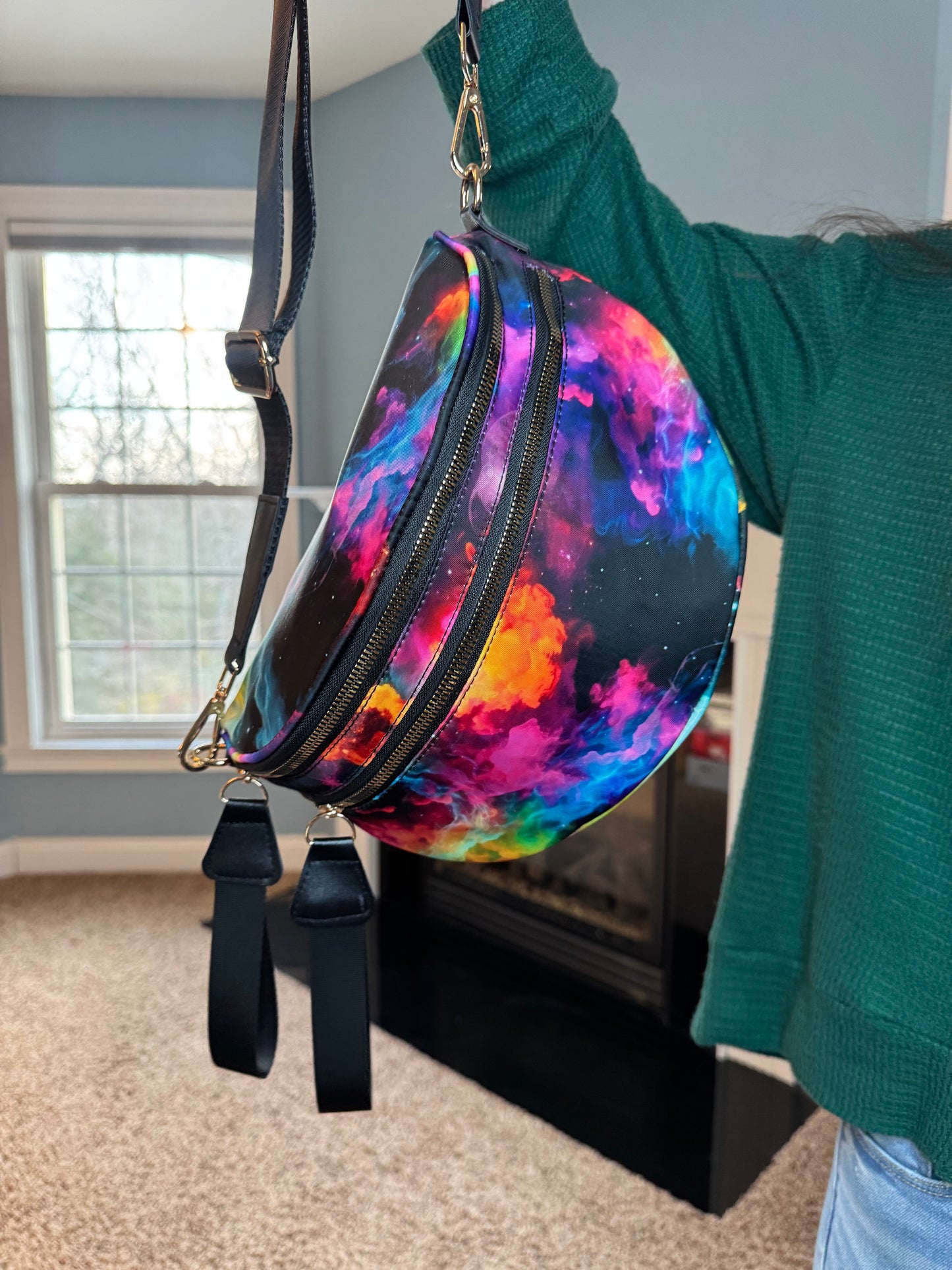 The Roni Nylon Crossbody - Pink Orange Galaxy