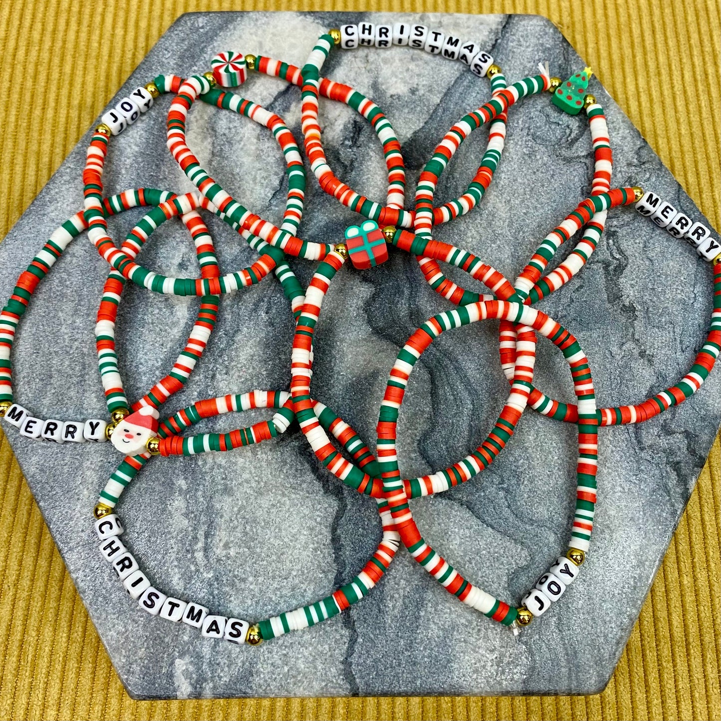 Bracelets - Christmas Clay & Beads - set of 5