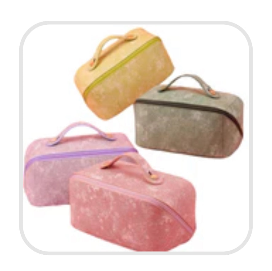 Oversized Lay Flat Cosmetic Bag, Acid Wash