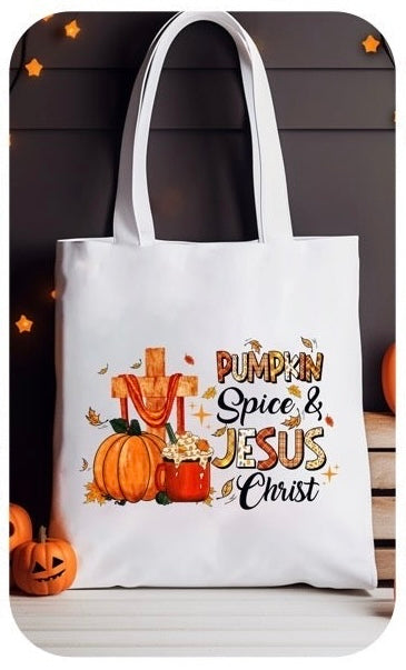 Pumpkin Spice & Jesus Christ Tote Set