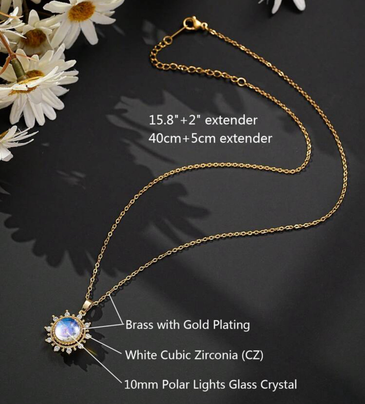Necklace - Crystal Sunflower w/Moonstone