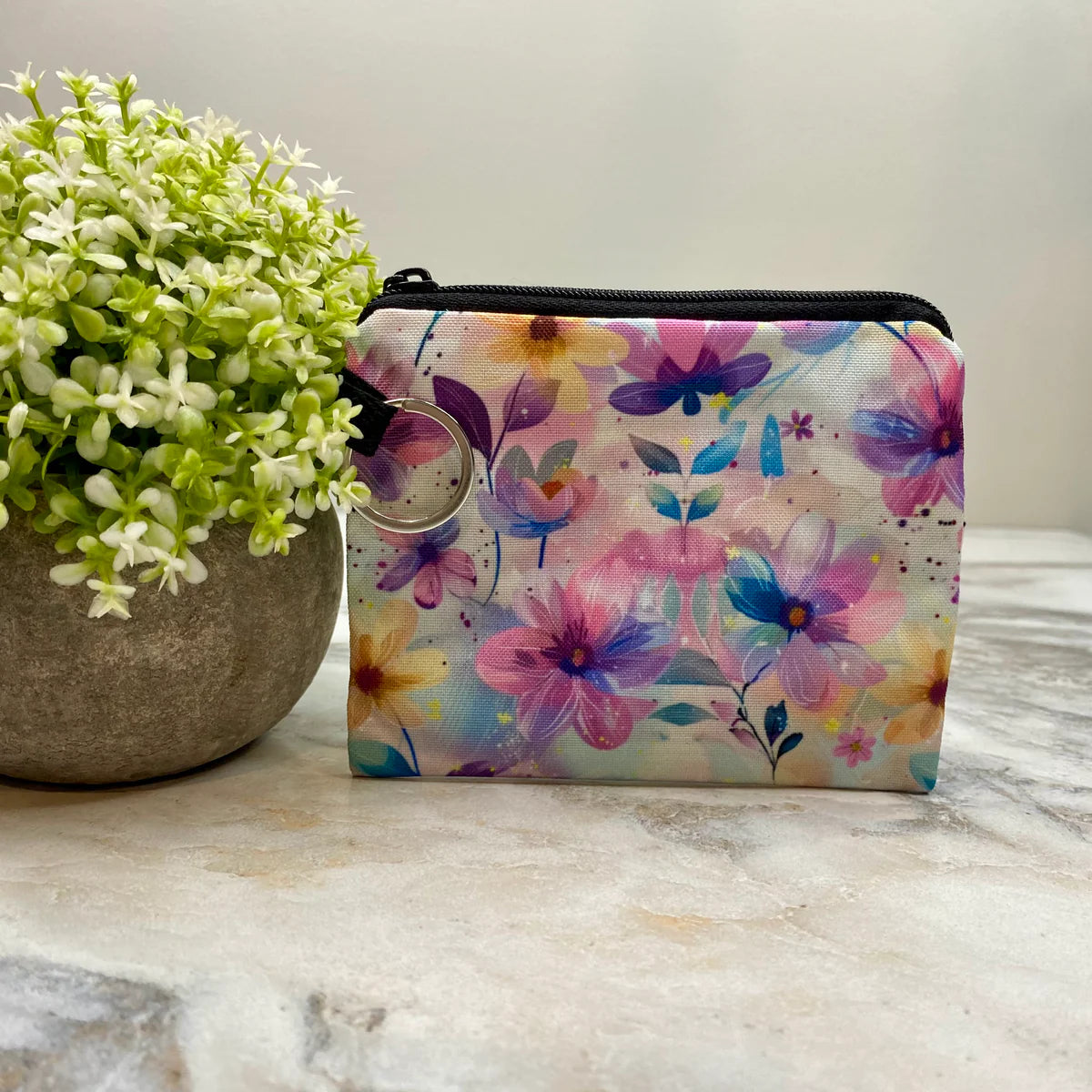 Pouch & Coin Purse Set - Pastel Pink Floral