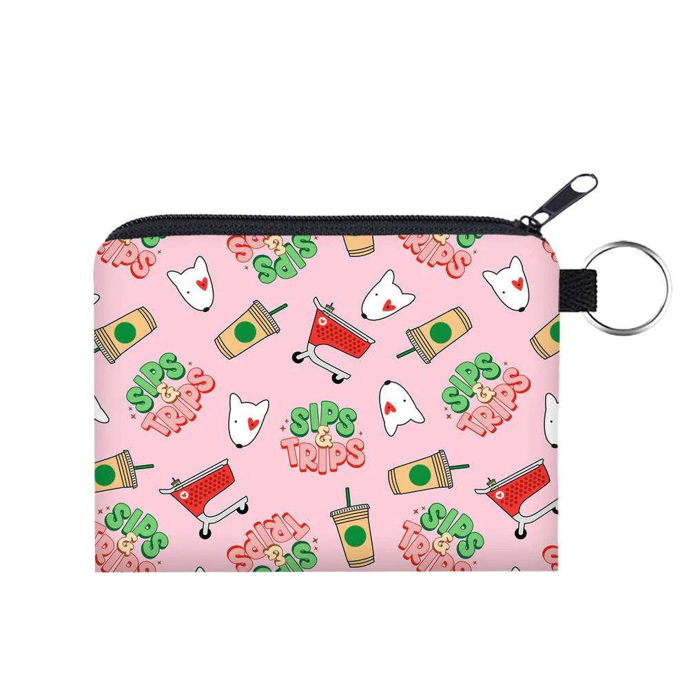 Card & Coin Purse - Sips & Trips Pink