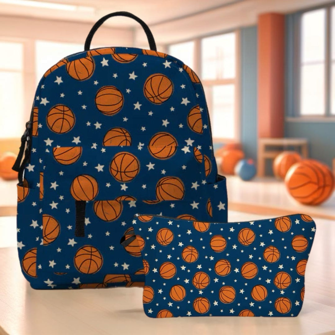 Mini Backpack & Pouch Set - Basketball