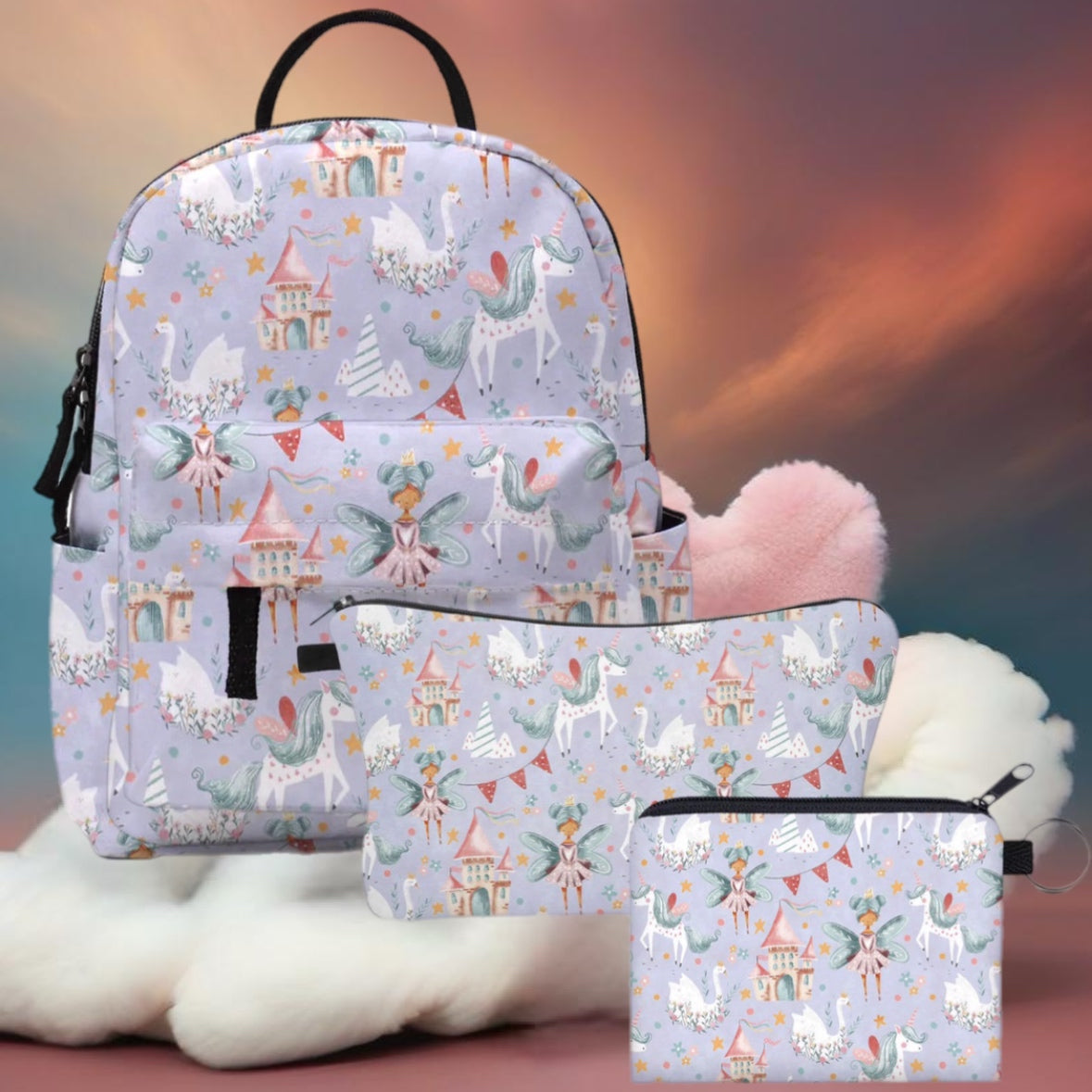 Mini Backpack, Pouch & Coin Purse Set - Fairytale Lavender