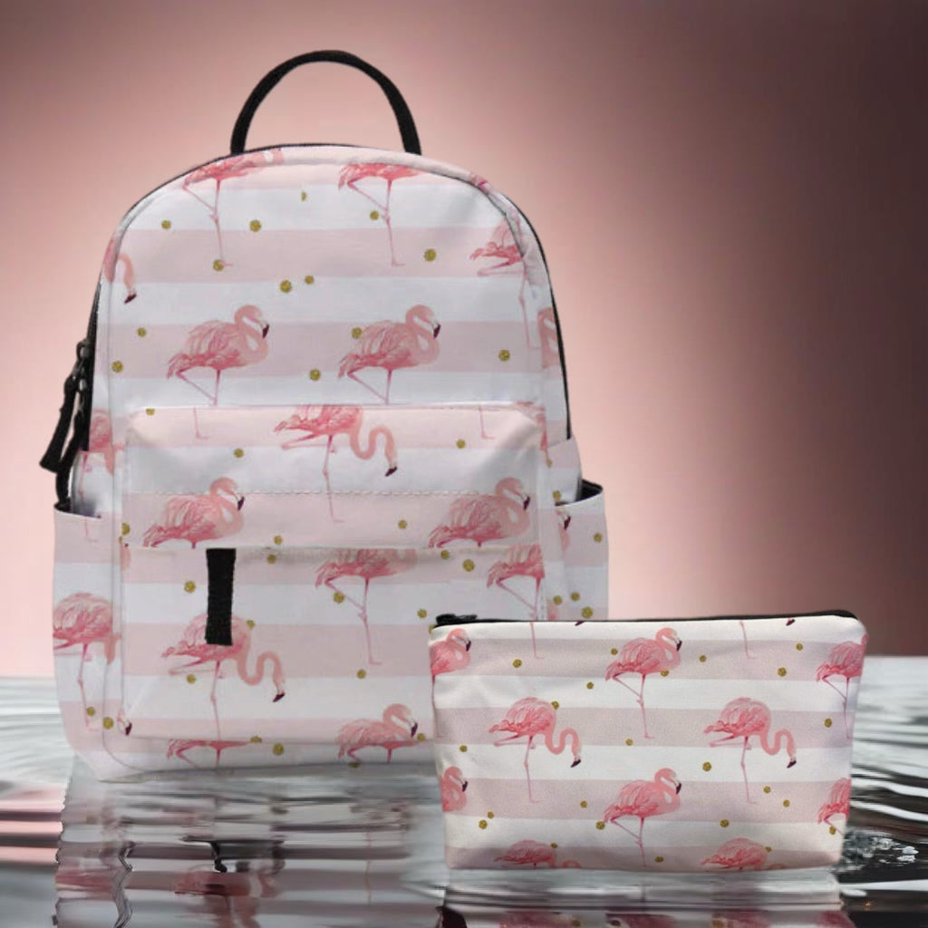 Mini Backpack & Pouch Set - Flamingo Pink Stripe