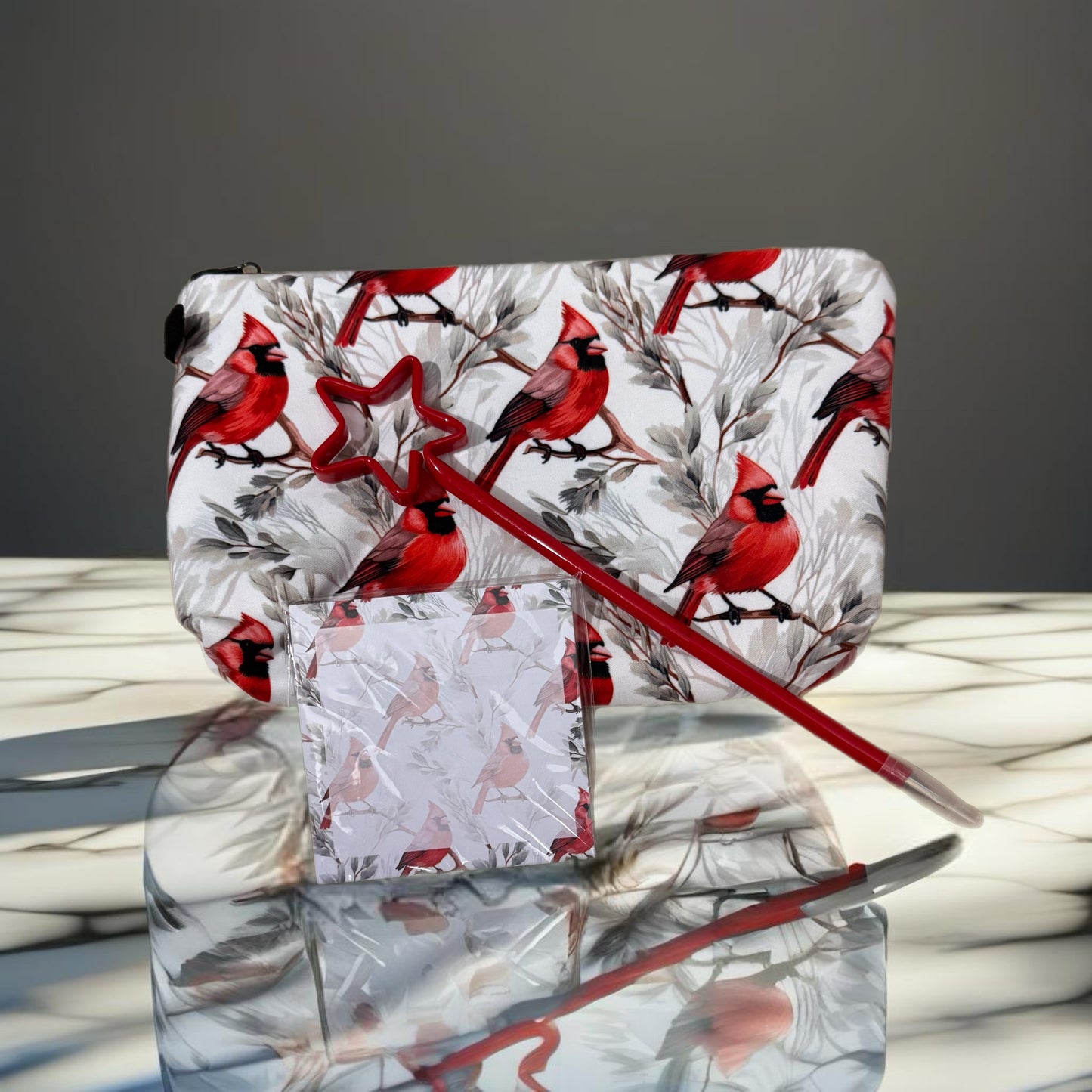 Pouch & Sticky Note Set - Cardinal