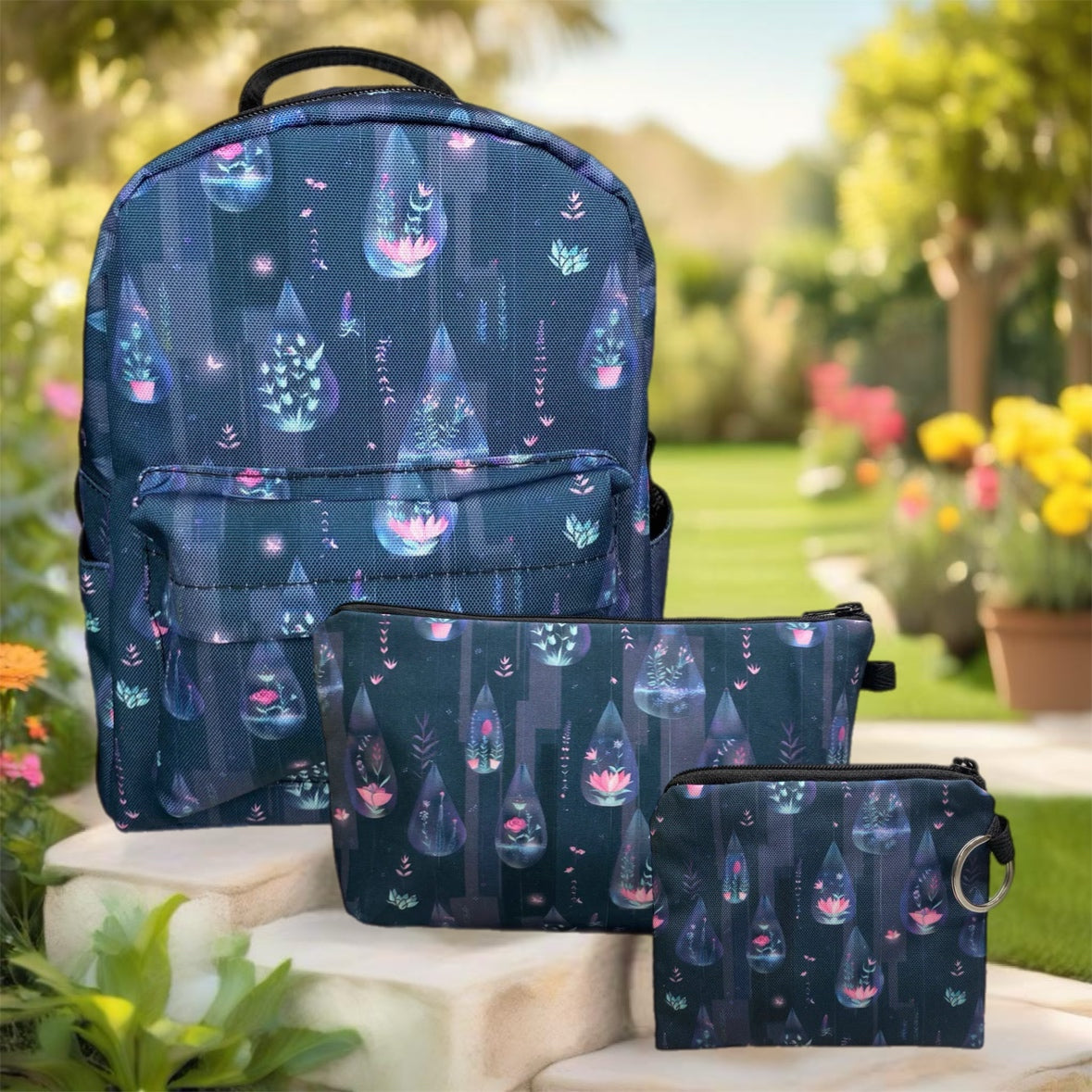 Mini Backpack, Pouch & Coin Purse Set - Terrarium