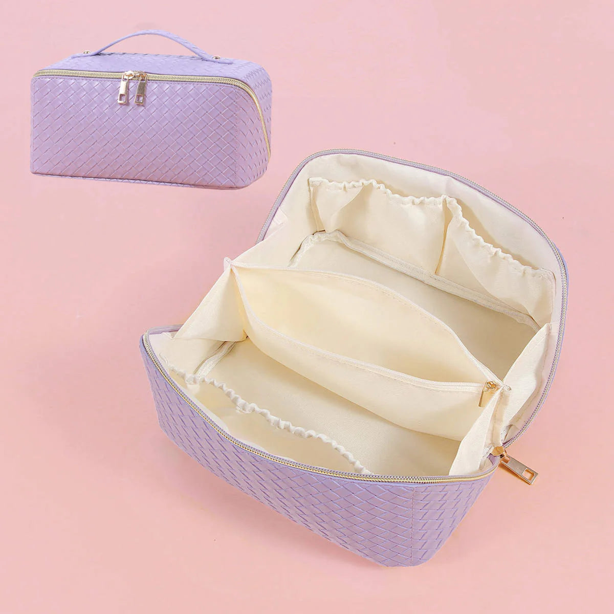 Oversized Lay Flat Cosmetic Bag, Acid Wash