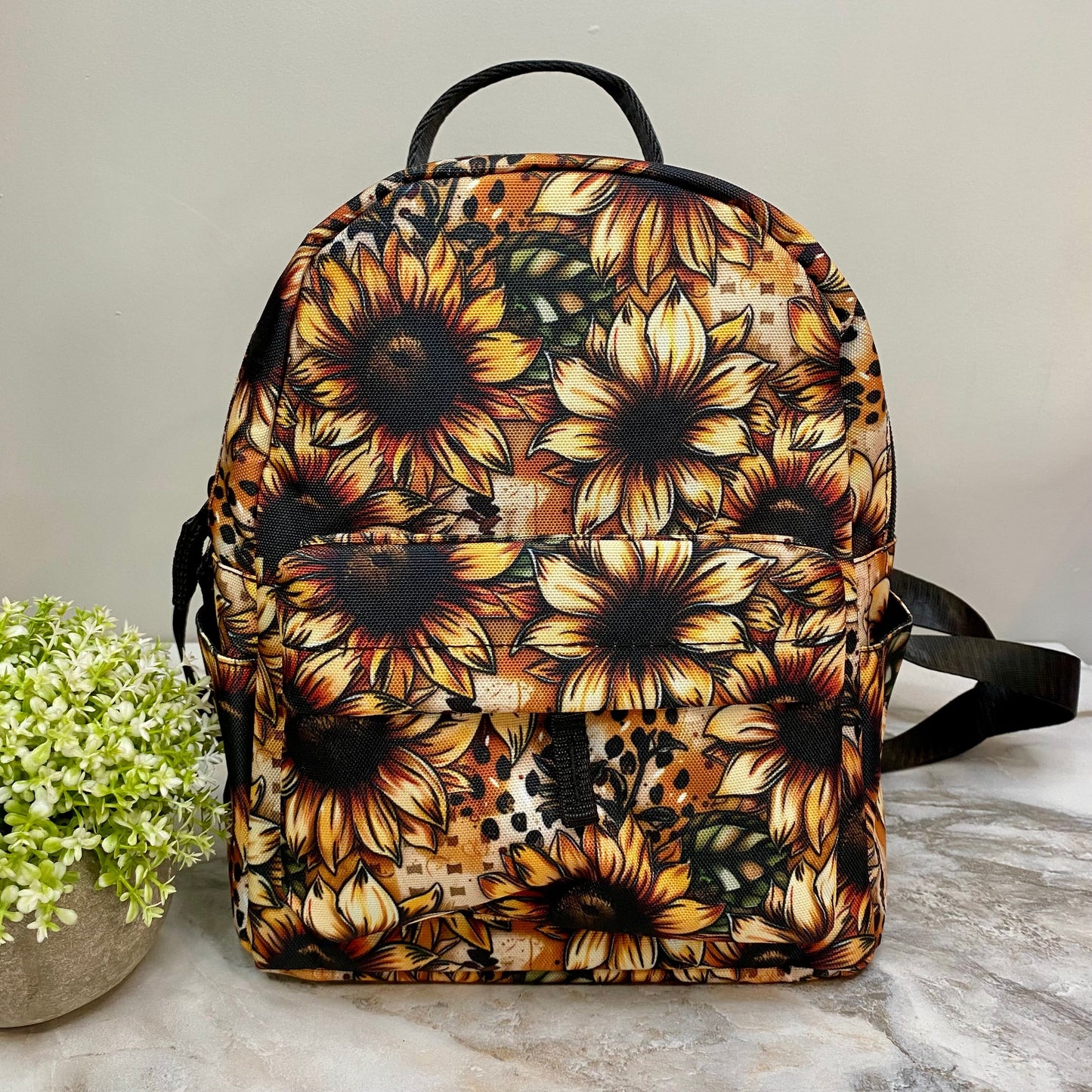 Mini Backpack, Pouch & Coin Purse Set - Sunflower Dot