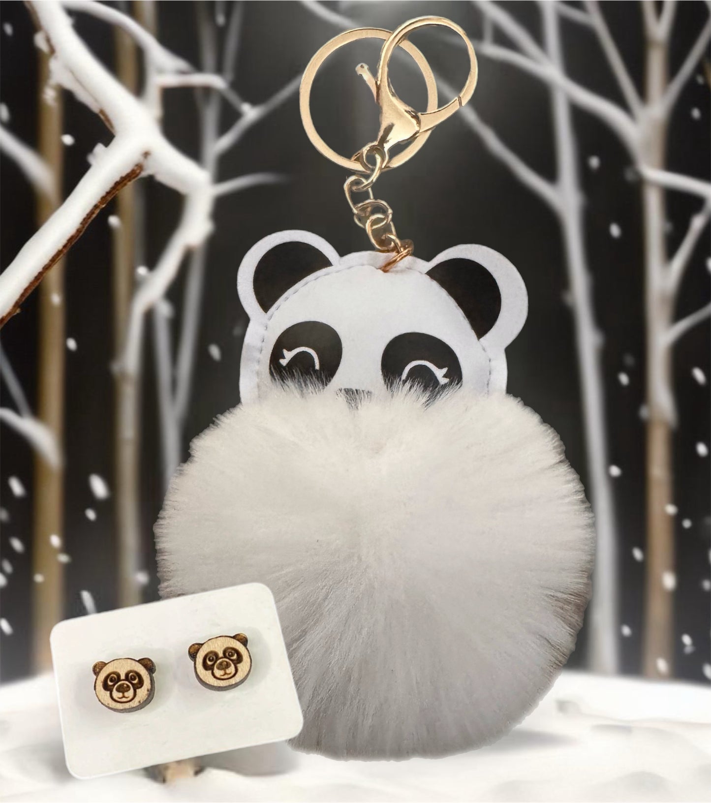 Panda Keychain & Earrings Set