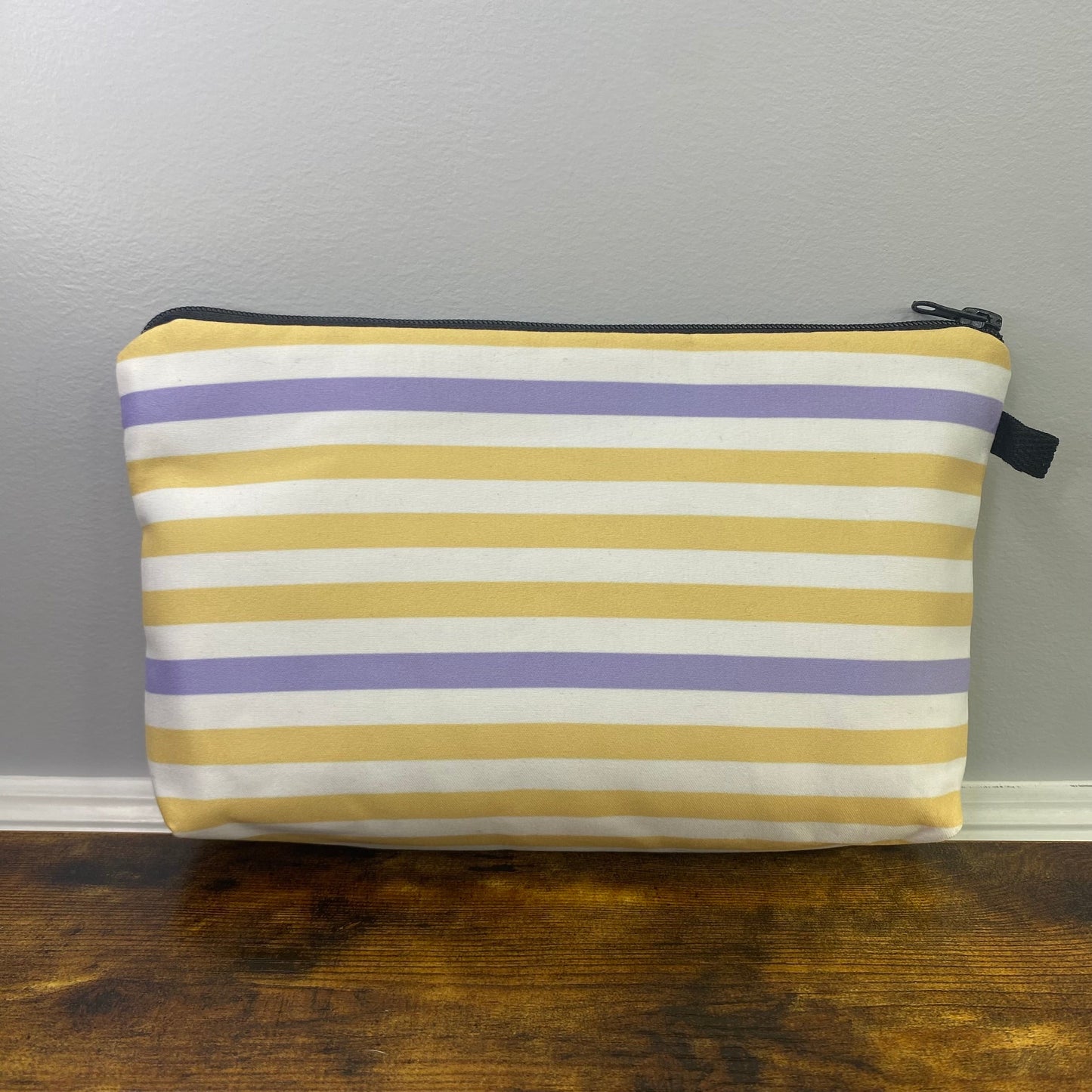 Pouch, Coin Purse & Keychain Wrislet - Stripes, Yellow Purple Donut