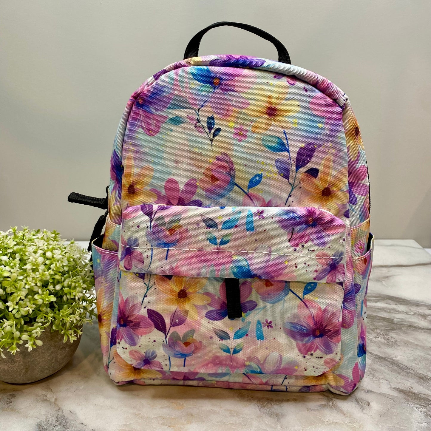 Mini Backpack & Pouch Set - Pastel Pink Floral