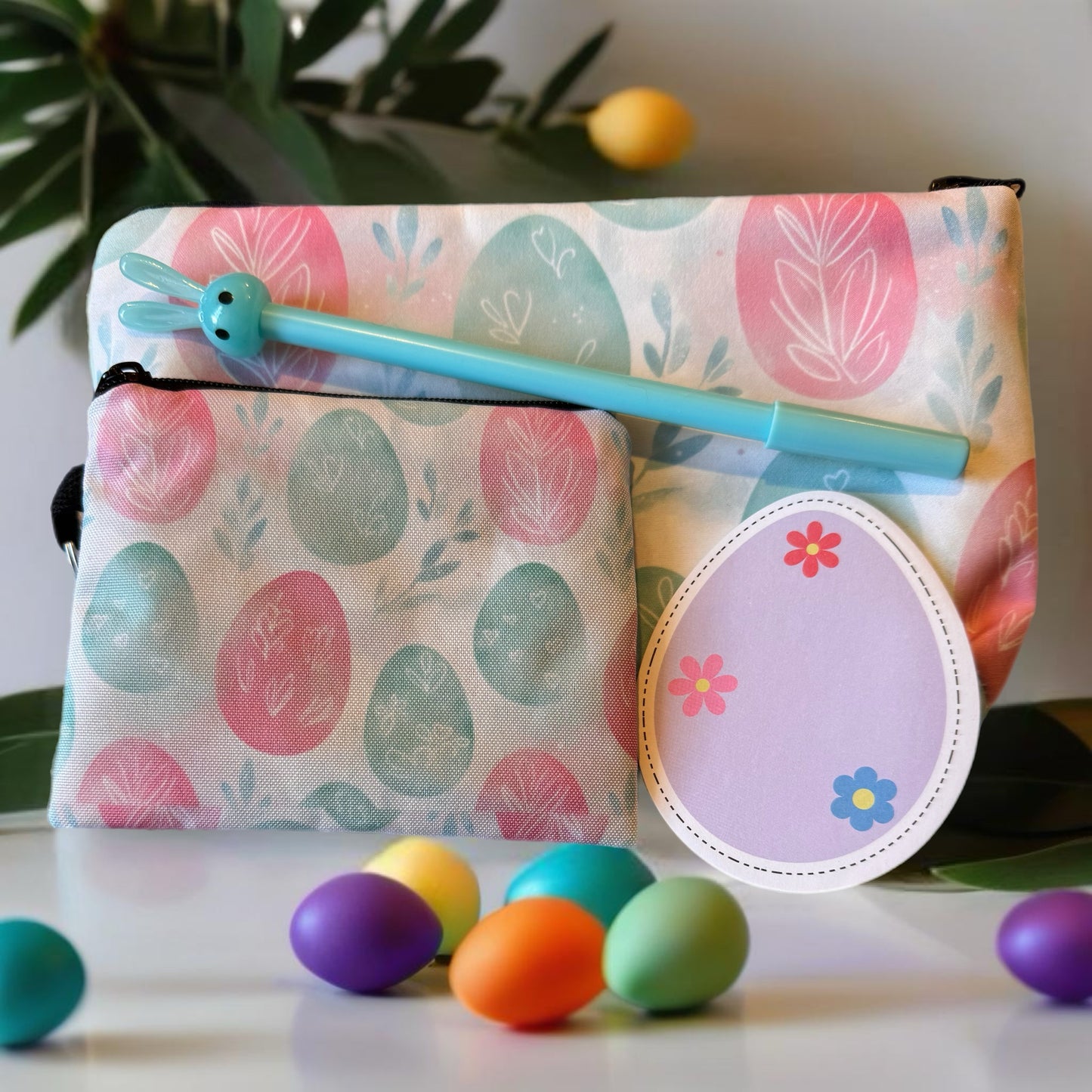 Easter Eggs Pink Mint Pouch Set