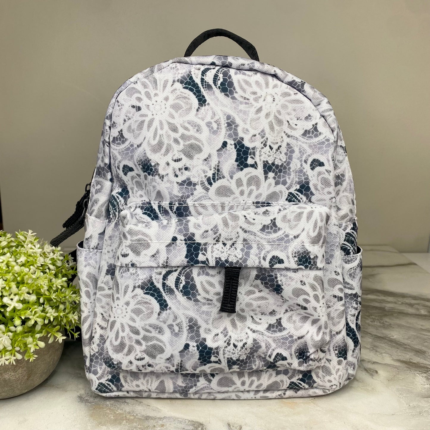 Mini Backpack, XL Pouch, Coin Purse Set - Lace Black Grey