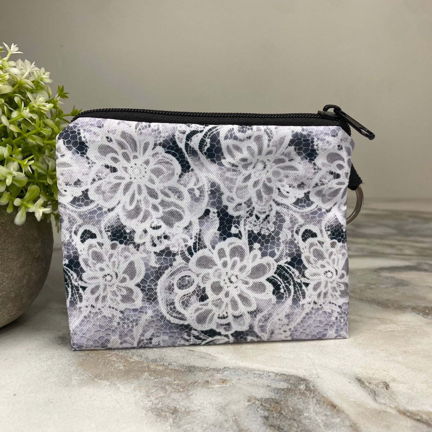 Mini Backpack, XL Pouch, Coin Purse Set - Lace Black Grey