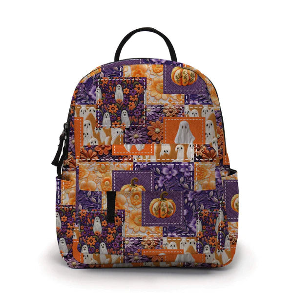 Mini Backpack & Coin Purse Set - Halloween Ghost Pumpkin Patchwork
