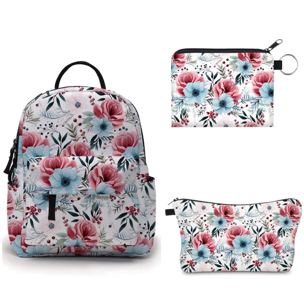 Mini Backpack, Pouch & Coin Purse Set - Holiday 2023 - Winter Floral