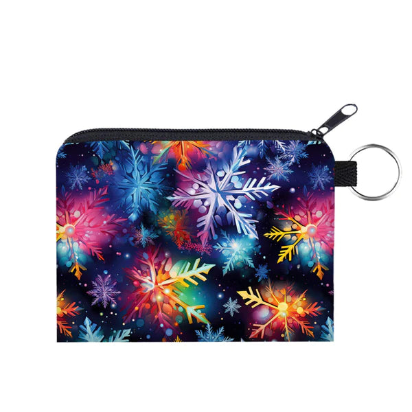 Mini Backpack, Pouch & Coin Purse Set - Holiday 2023 - Bright Rainbow Snowflakes