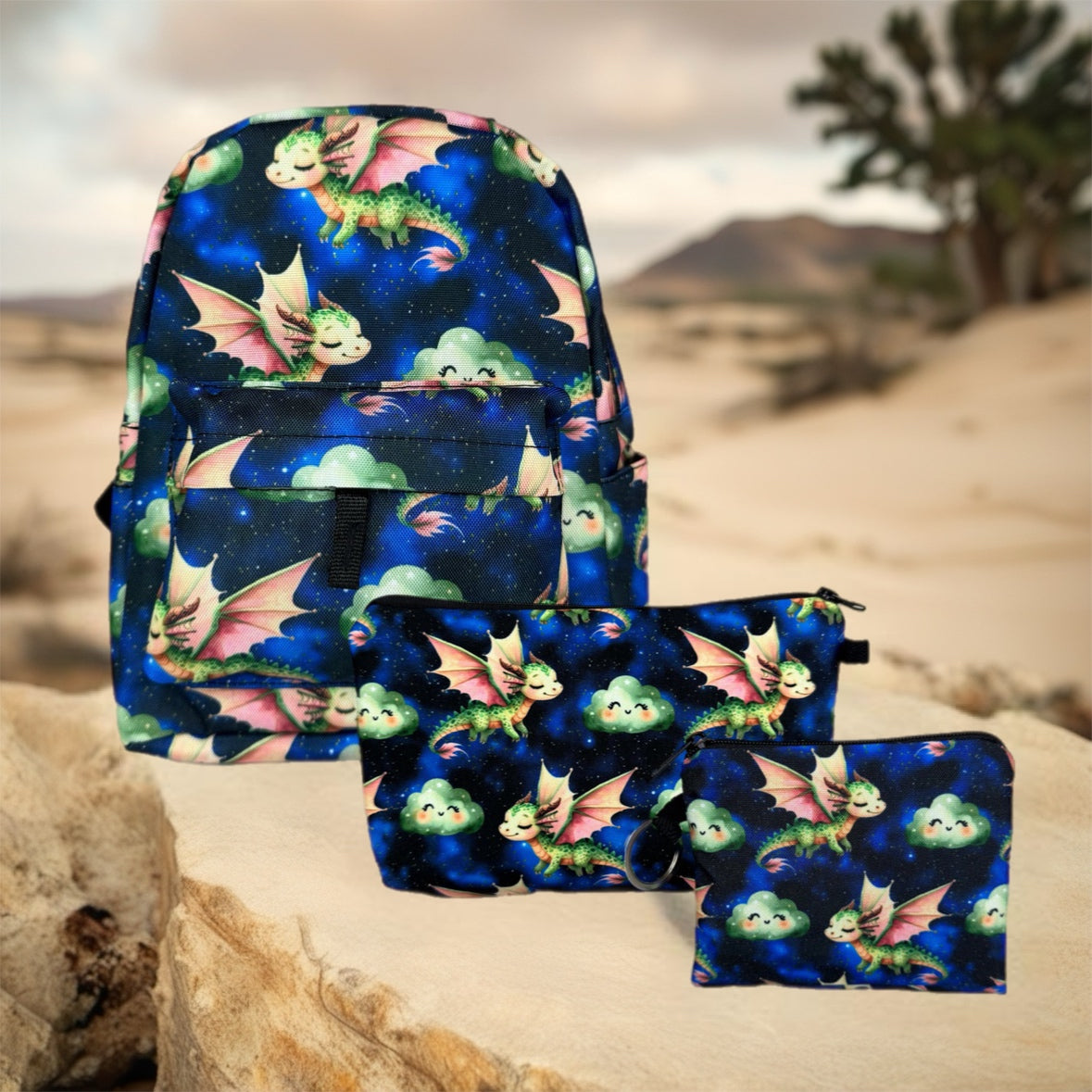 Mini Backpack, Pouch, & Mini Pouch Set - Dragon Cloud