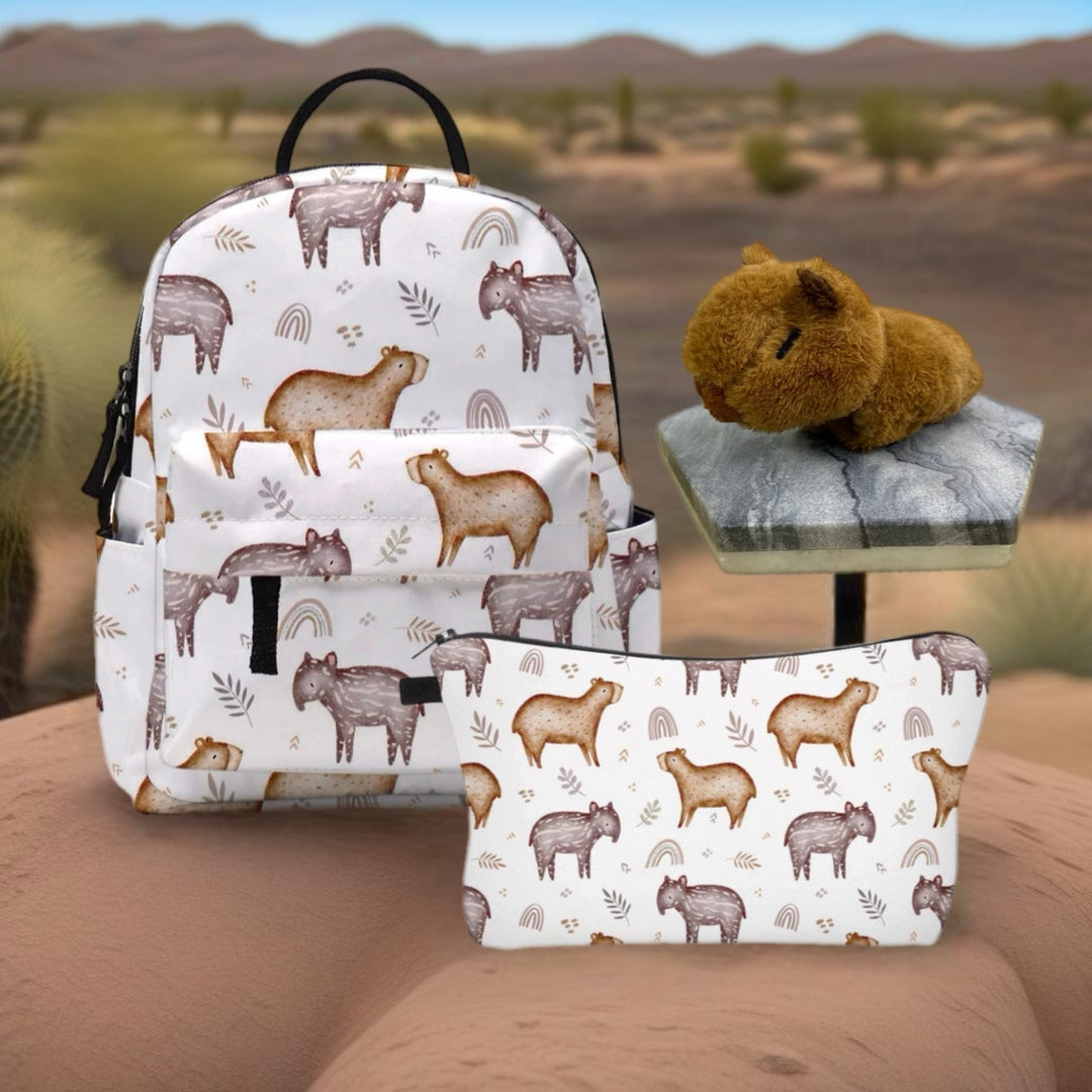 Mini Backpack, Pouch & Slap Bracelet Set - Capybara