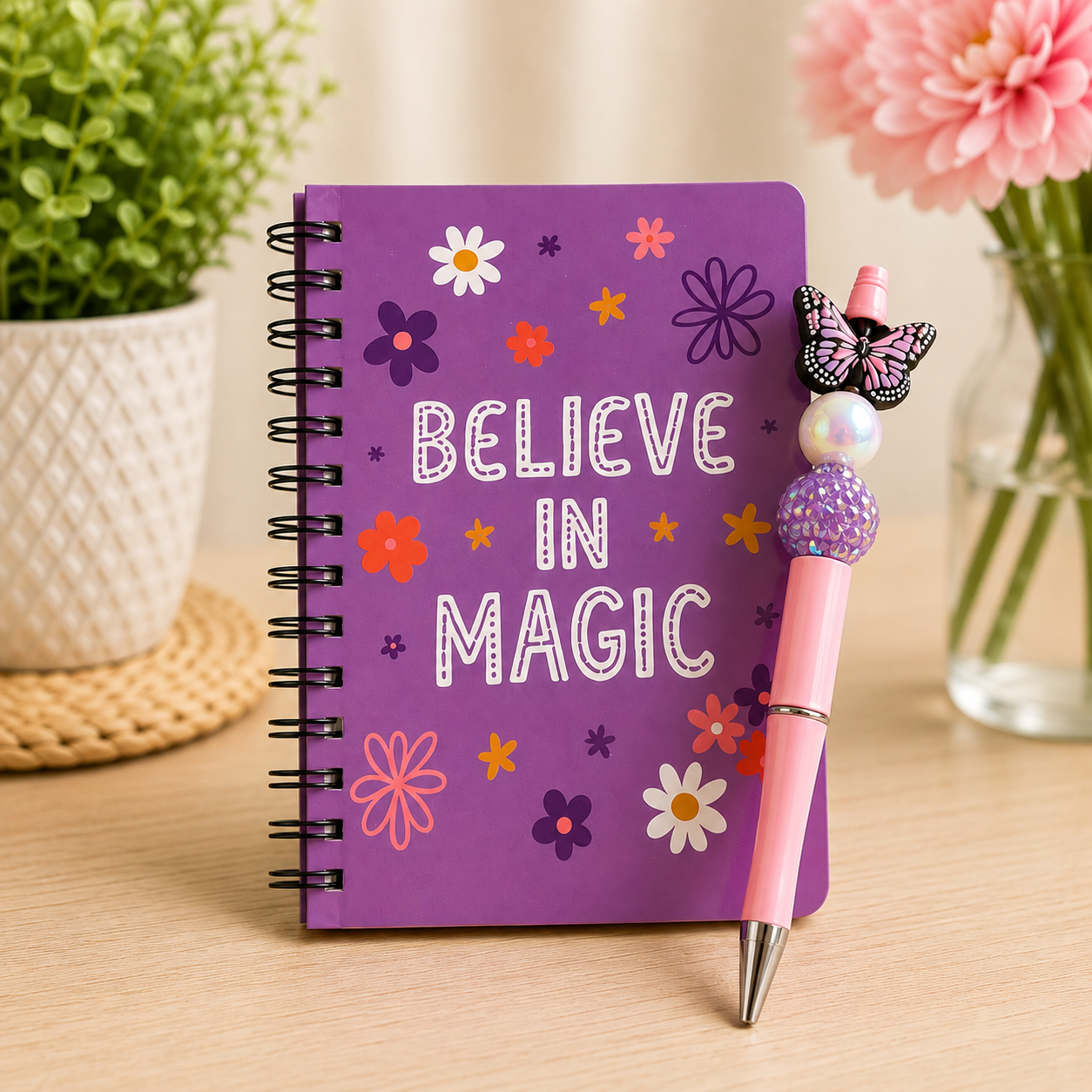 Mini Notebook & Beaded Pen Set