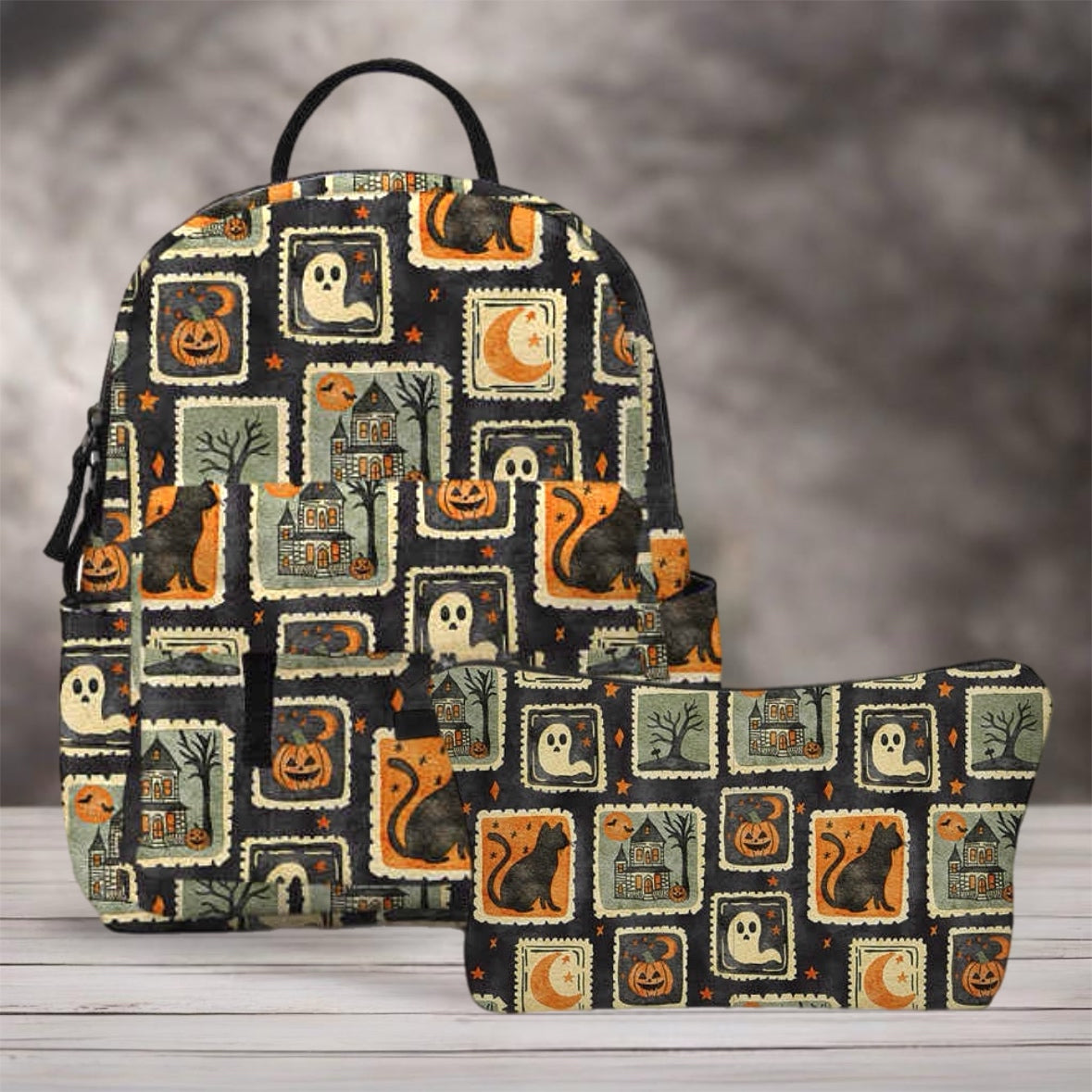Mini Backpack & Pouch Set - Halloween Square Stamps