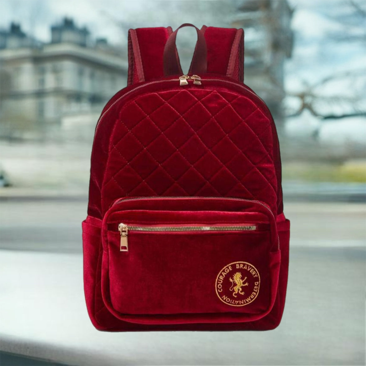 Quilted & Embroidery Fashion Backpack - Red