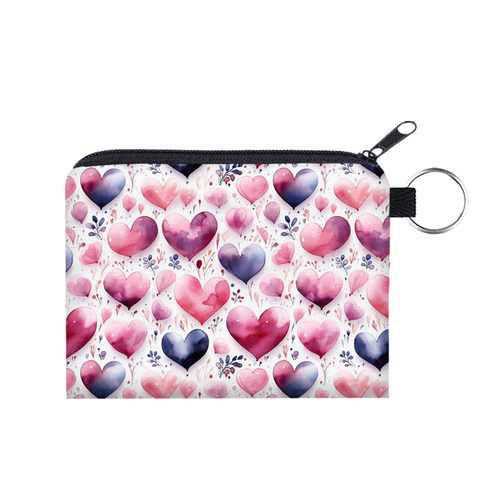 Card & Coin Pouch - Watercolor Hearts