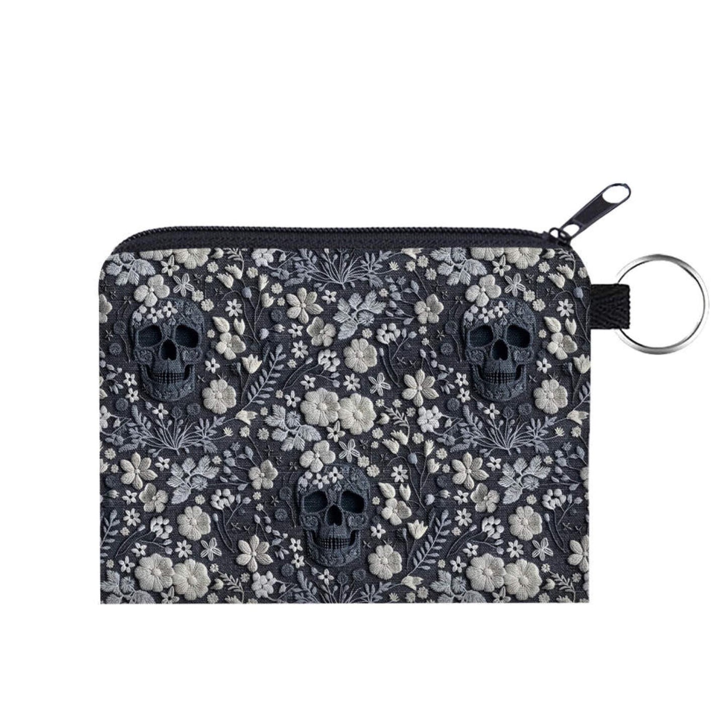 Mini Backpack, Pouch & Coin Purse Set - Gray Skull Embroidery