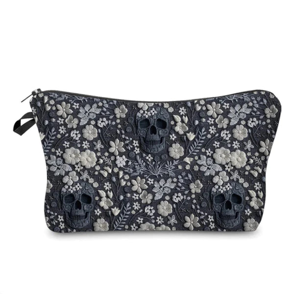 Mini Backpack, Pouch & Coin Purse Set - Gray Skull Embroidery