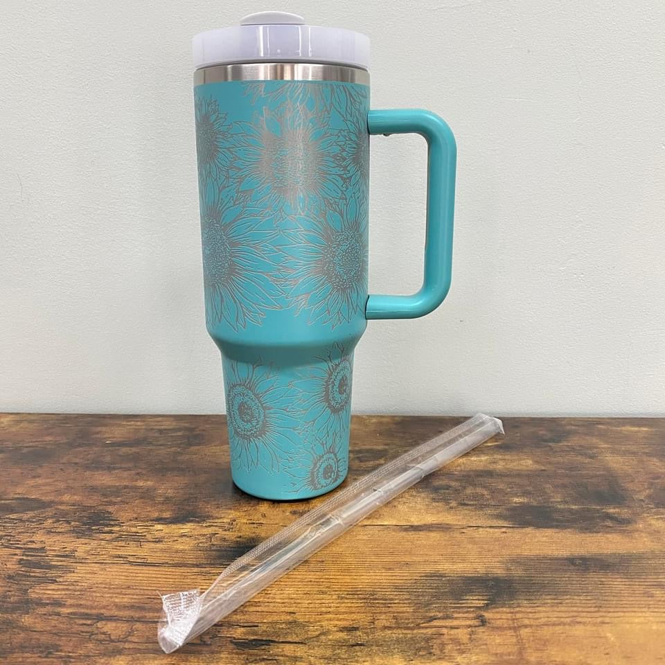 Tumbler - 40oz Sunflower Teal