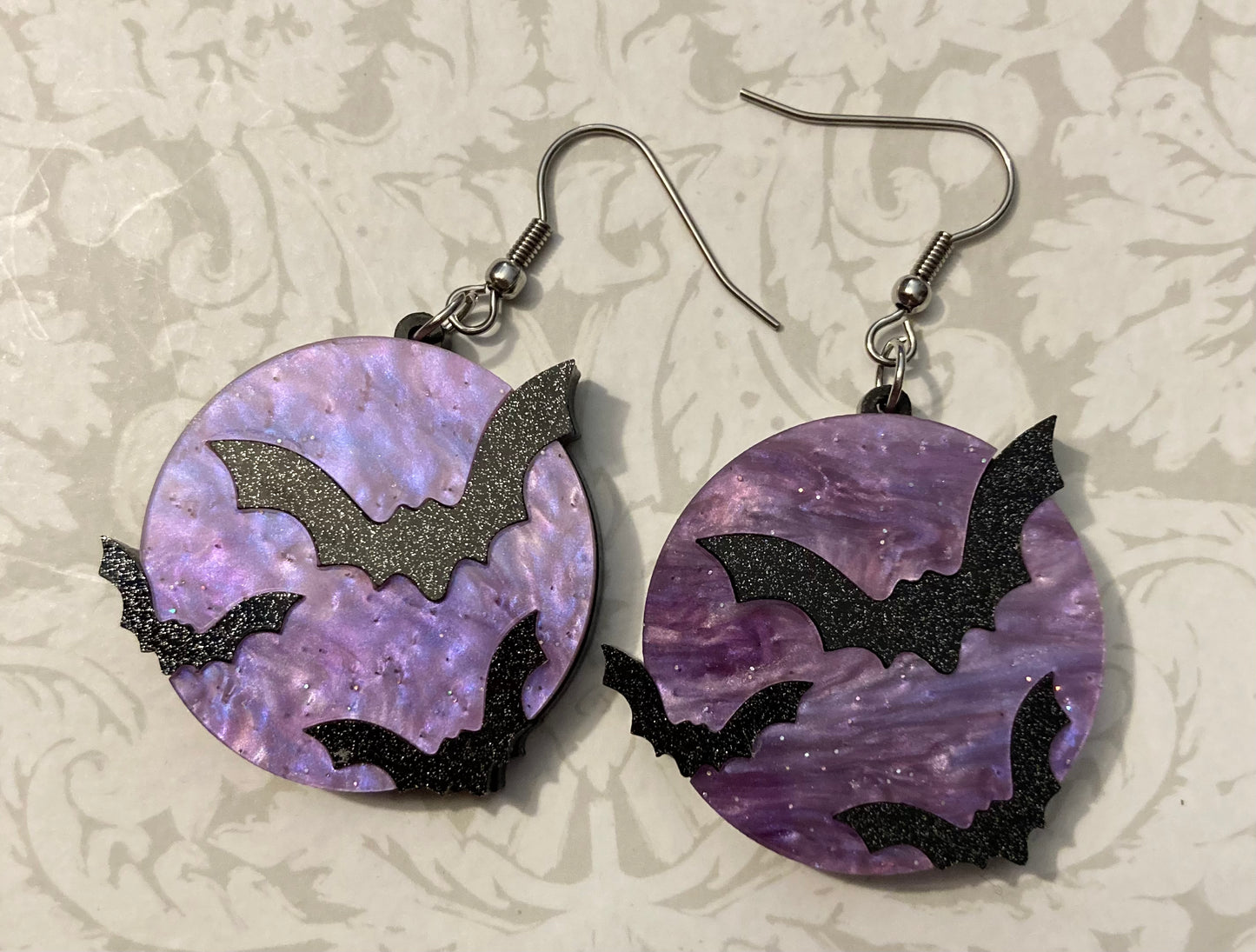Halloween Moon & Bats - purple