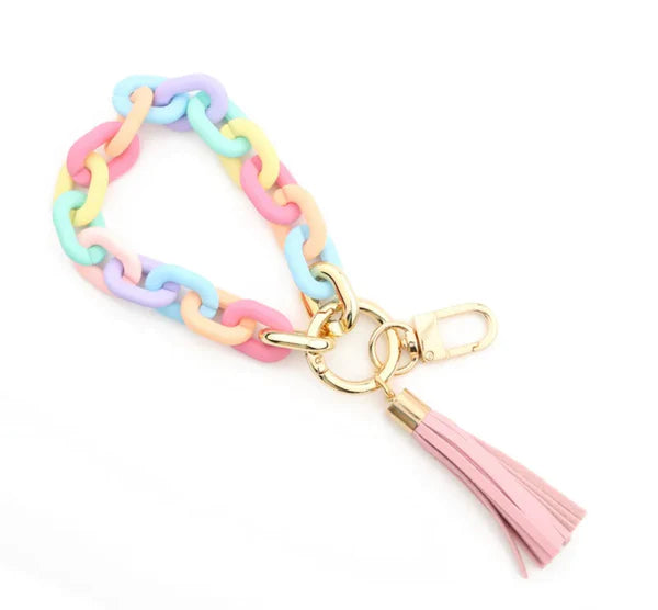 Small Link Keychain Bracelet w/Tassel
