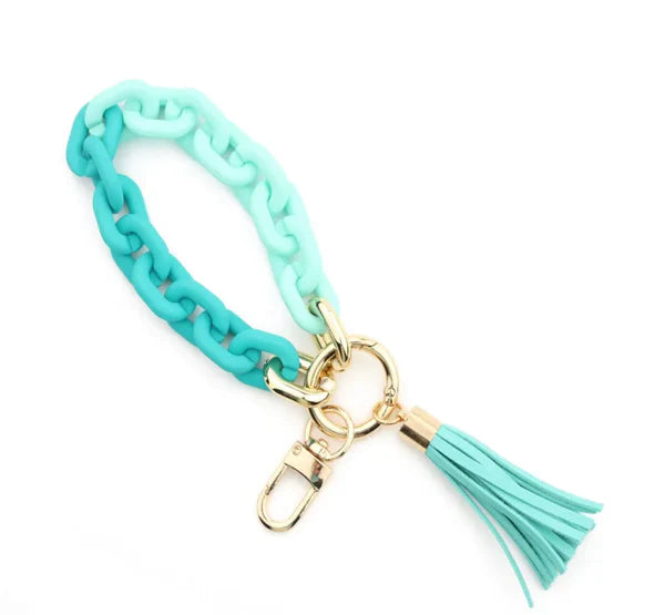 Small Link Keychain Bracelet w/Tassel