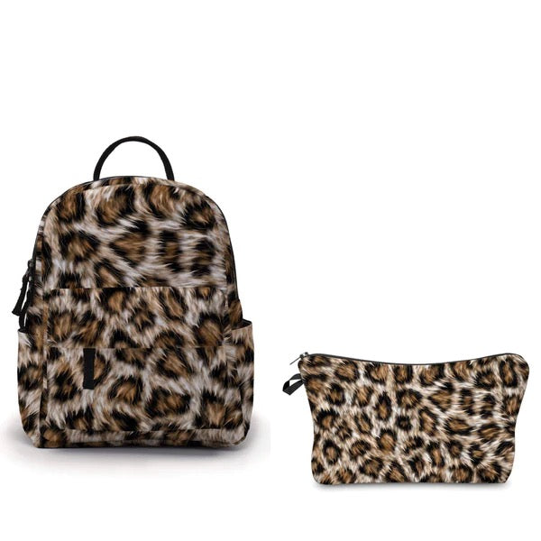 Mini Backpack & Pouch Set - Furry Animal Print