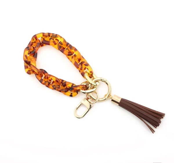 Small Link Keychain Bracelet w/Tassel