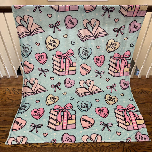 Blanket - Valentine’s Day - Book Hearts Blue