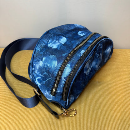 The Roni Nylon Crossbody - Blue Denim Floral