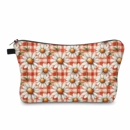 Pouch - Floral Orange Gingham Daisy