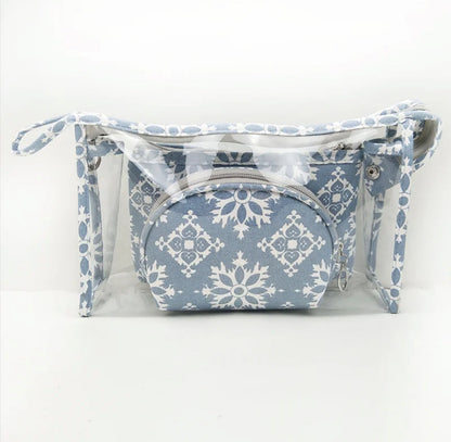 Trio Set Pouch + Clamshell - Snowflake Blue