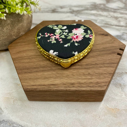 Compact Mirror - Black Floral (by shape)