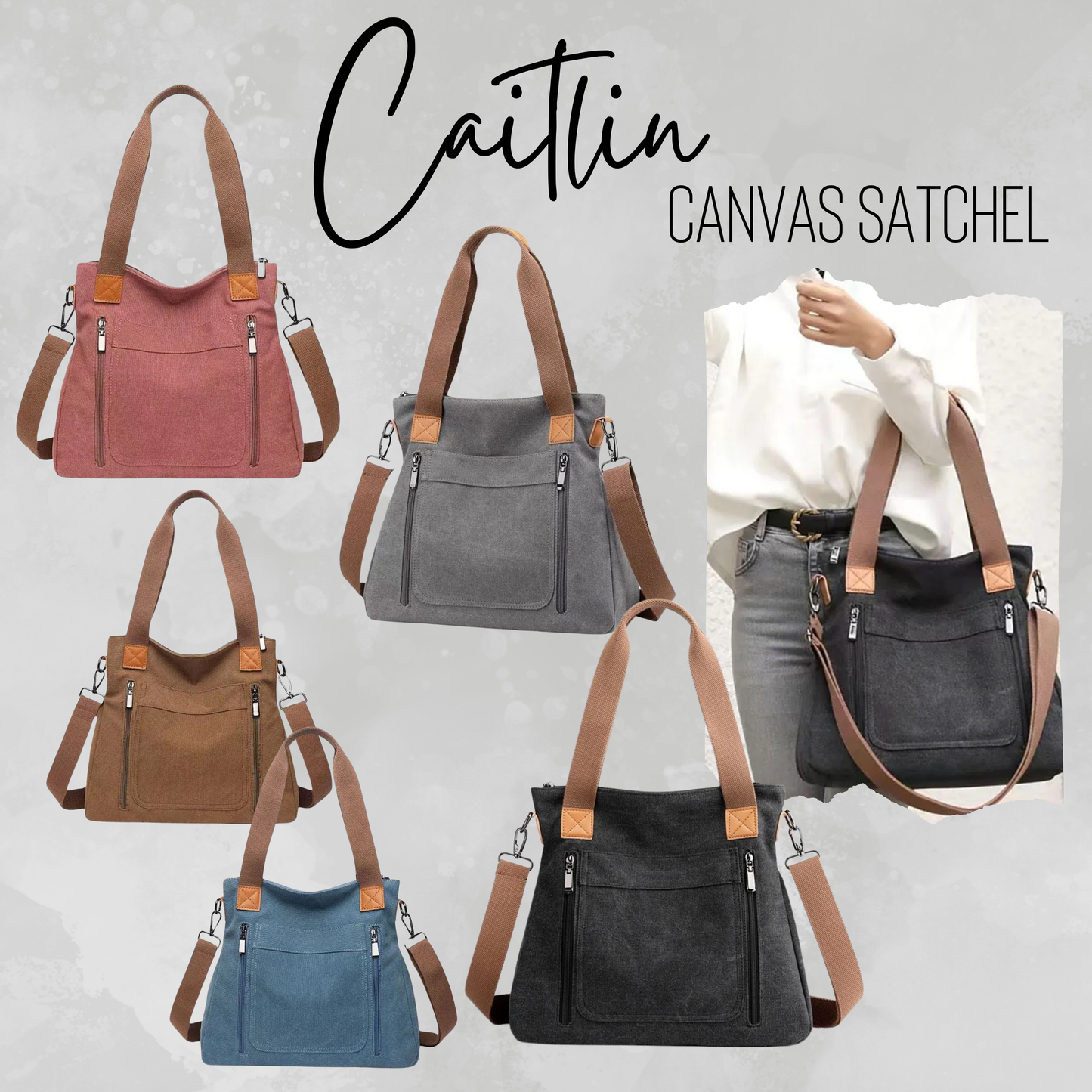 Mystery Stuffed Caitlin - Canvas Satchel